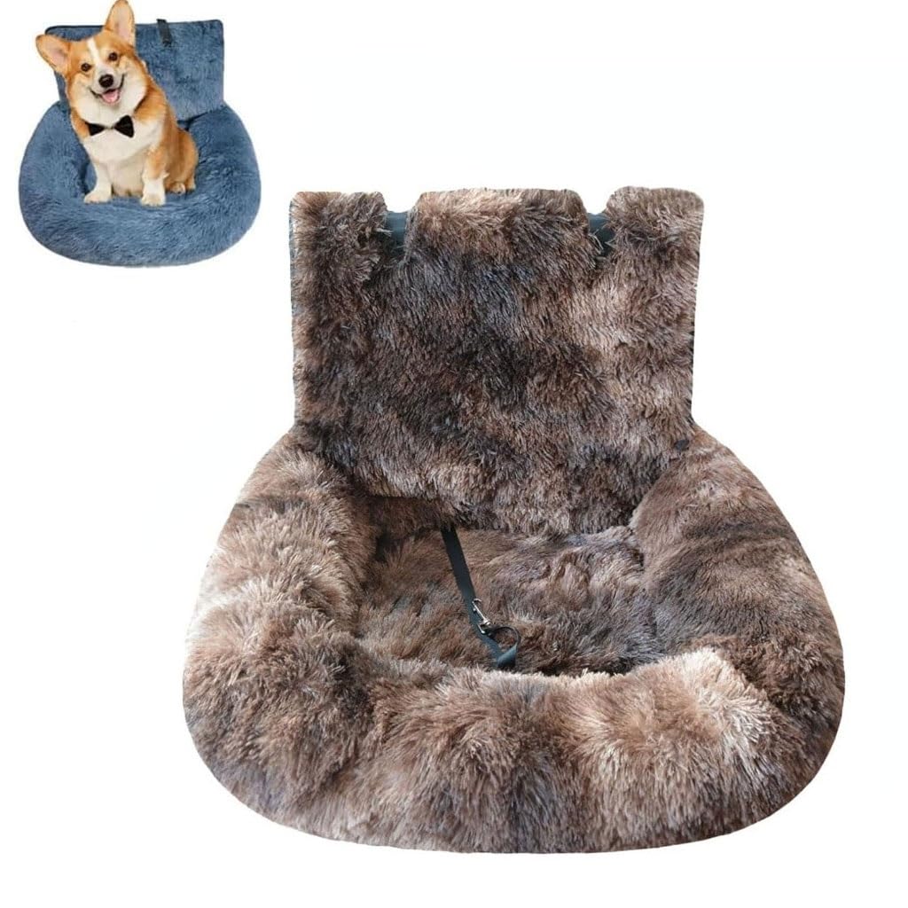 Cama de Asiento de Coche, Cama Perro Coche Segura y Cómoda, Transportador de Viaje con Cinturón de Seguridad con Clip, para Coche(#E,L:110 * 65cm)