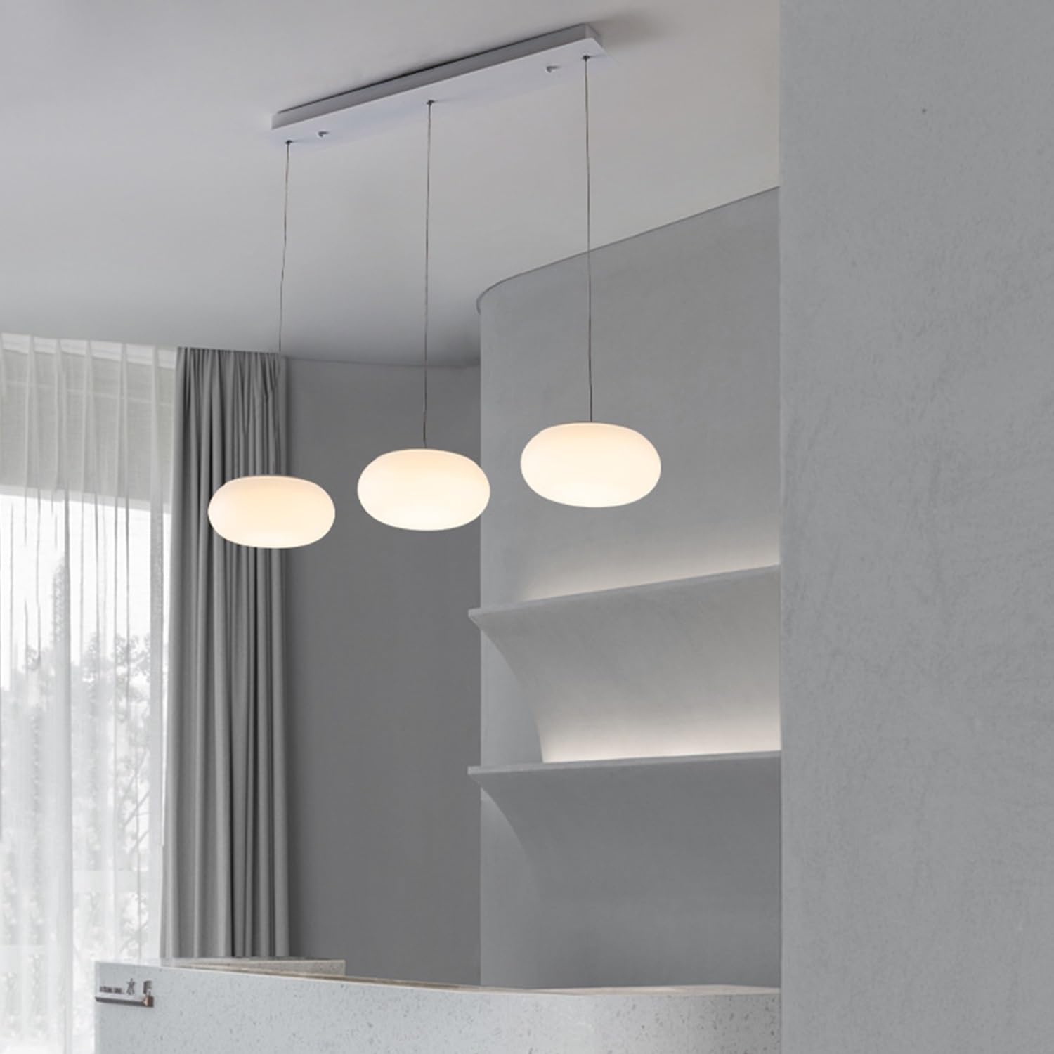 Modern Esszimmer Hängelampe 3 Stück E27 Pendelleuchte Wohnzimmerlamp Polystyrol-Kunststoffschirm Dreifarbiges Licht Hängeleuchte Schlafzimmer Küchenlampe Höhenverstellbar Lampen