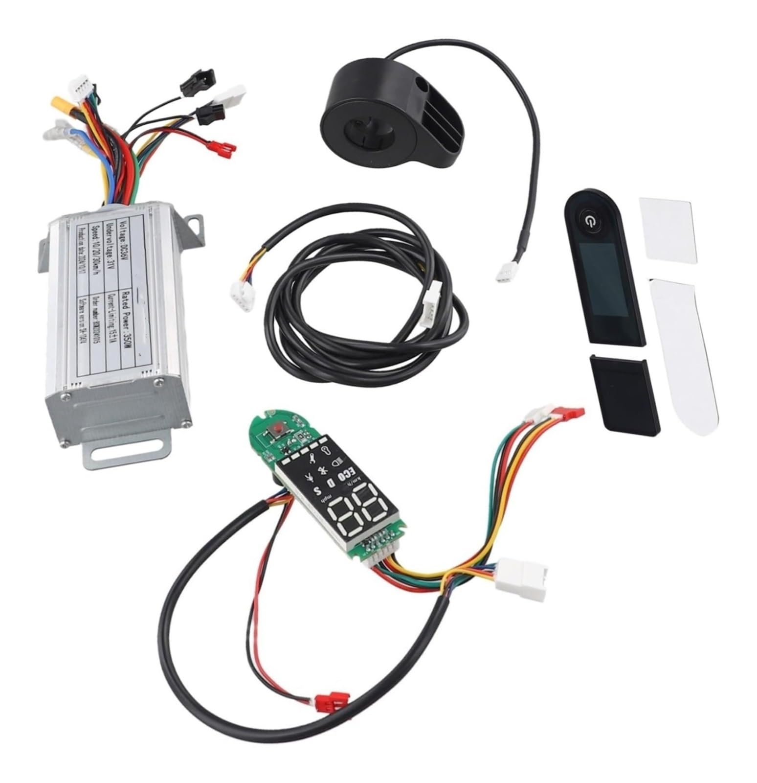E-Scooter-Controller-Ersatz, 36 V, 350 W, 15 A, mit Display-Armaturenbrett und Beschleunigerbremskabeln, komplettes Reparaturset for Elektroroller-Zubehör