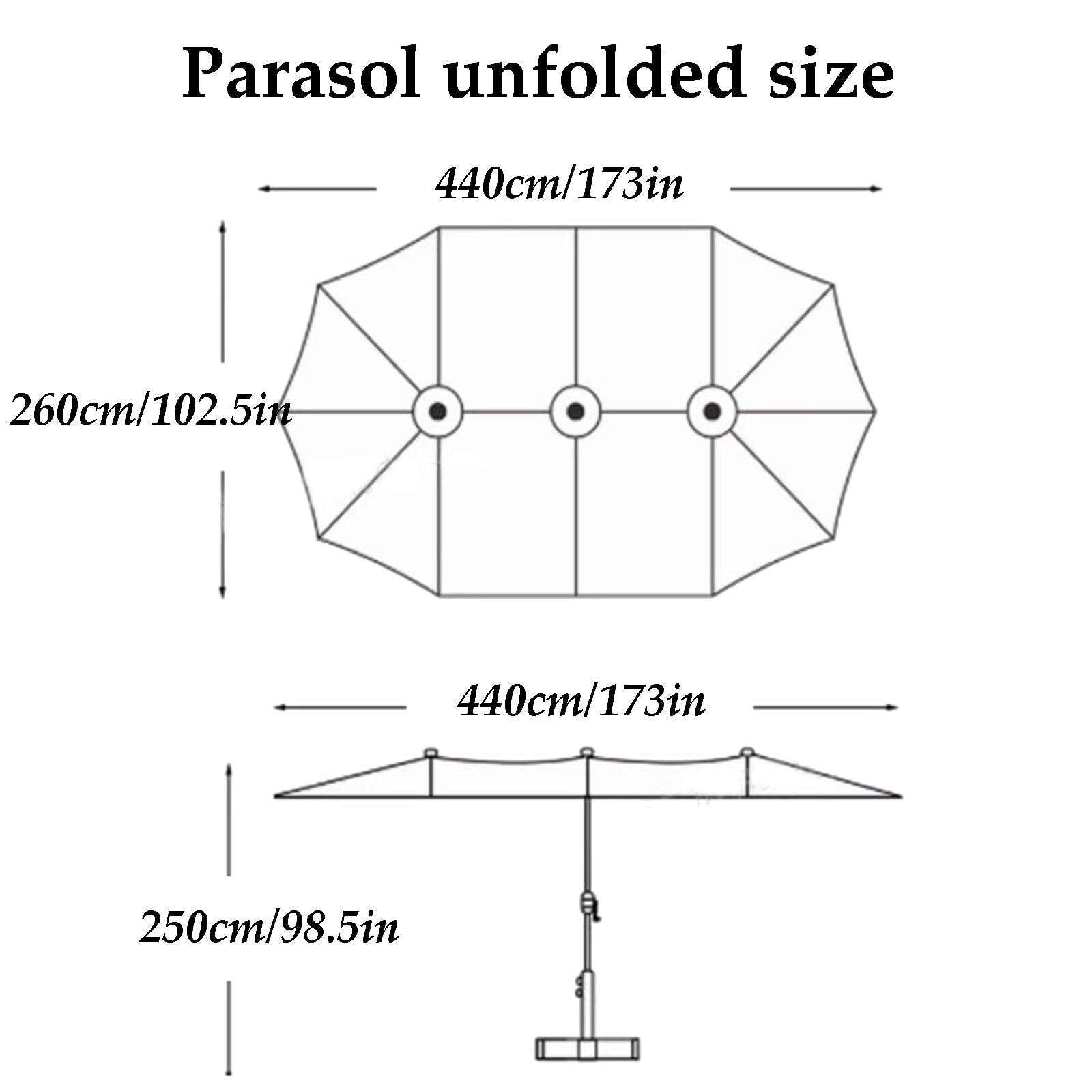 Parasol ogrodowy Bardzo duży parasol ogrodowy Trójgłowy parasol ogrodowy Parasol ogrodowy na zewnątrz Żelazny stojak na parasole z podstawą zbiornika Korba Otwarta podstawa z możliwością napełniania