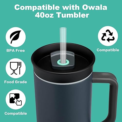 Miniatura 3 de Pajitas de repuesto para vaso Owala de 40 onzas, 8 popotes transparentes reutilizables Allwith con cepillo de limpieza compatibles con botella de