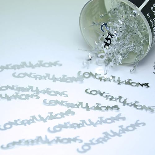 Confeti Palabra Felicitaciones Plata - Paquete al por menor #7837 QS0