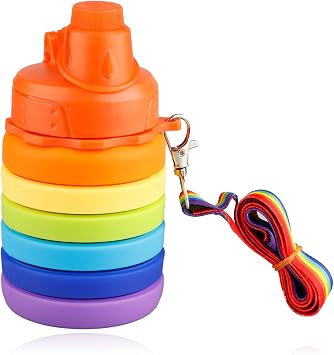 Collapsible Water Bottle, 500ml Silicone Reusable Drink Container with Lanyard, Leak-Proof Travel Hydration for Outdoor Adventures and Everyday Use