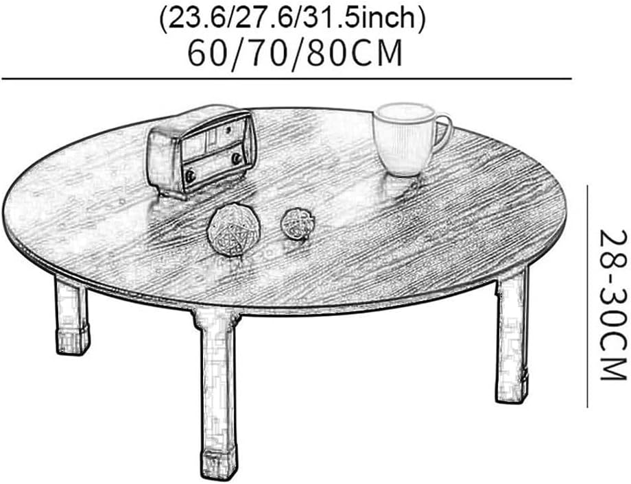 Folding Round Table, Japanese Style Low Table, Coffee Table, Dining Table, Small Desk for Tatami Bedroom Bay Window Tea Room, Household Kang Table (Color : White Marble Pattern, Size : 70x30cm)