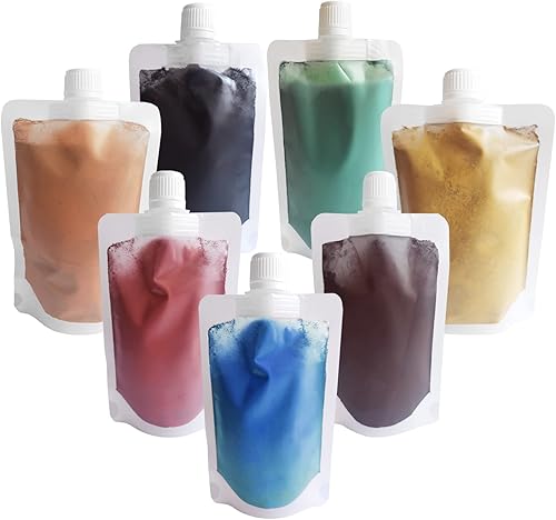 T-MILES Polvo de óxido de hierro, paquete de 7 unidades, negro, amarillo, rojo, azul, verde, naranja, marrón óxido de hierro, 1.76 onzas cada uno