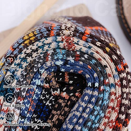 Image of IIG 5 Pairs Women's Vintage Style Thick Wool Warm Winter Crew Socks