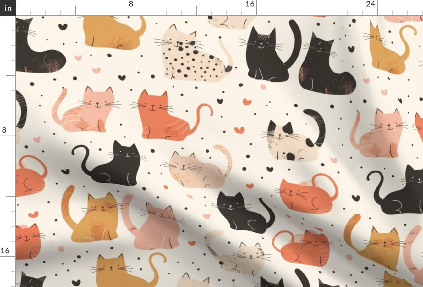Spoonflower Fabric - Playful Cats Colorful Kitties Feline Fun Pet Lovers Neutral Cream Printed on Minky Fabric Fat Quarter - Sewing Baby Blankets Quilt Backing Plush