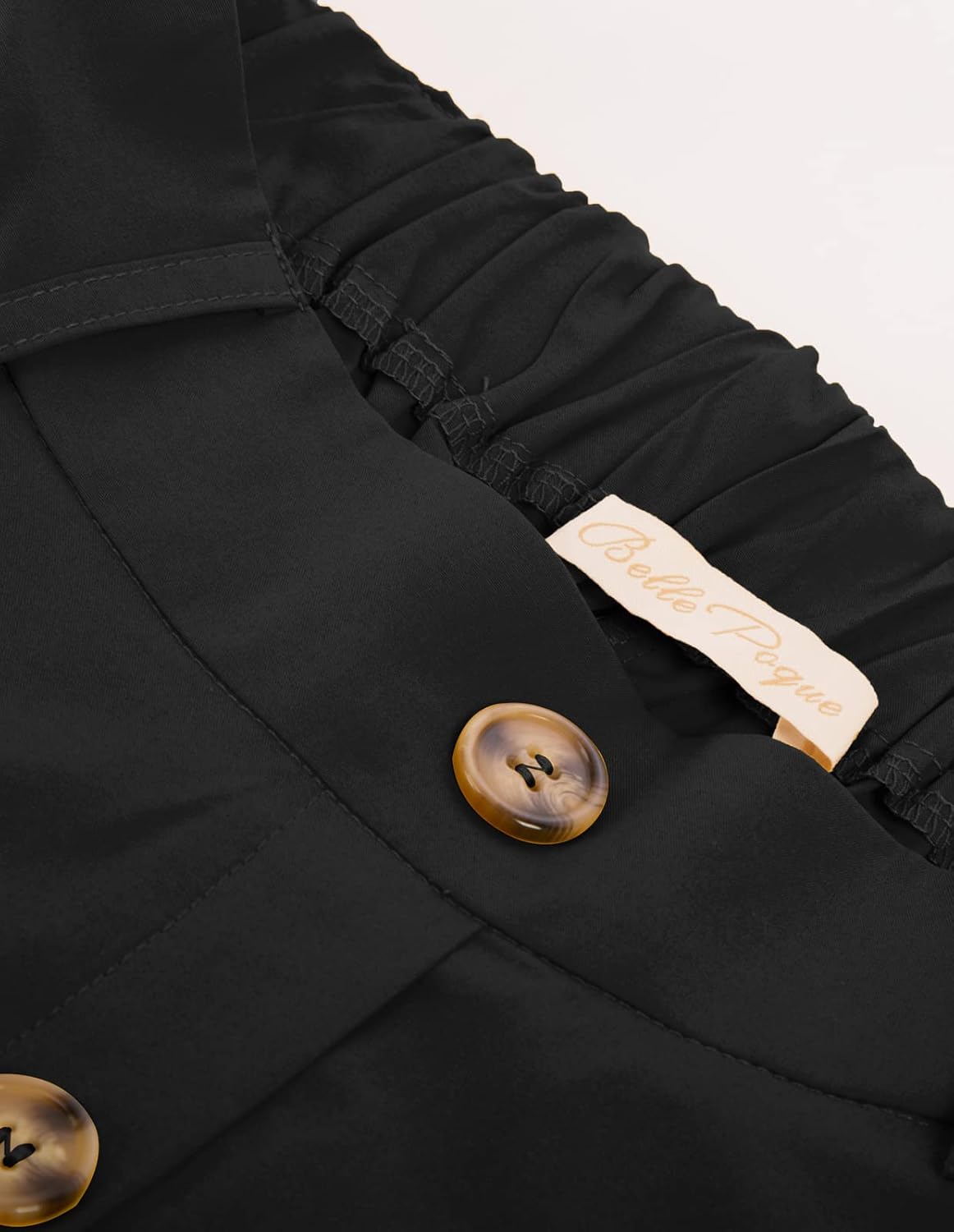 Belle Poque Women's Vintage Stretch High Waist A-Line Flared Midi Skirts with Pockets & Belts - Image 6