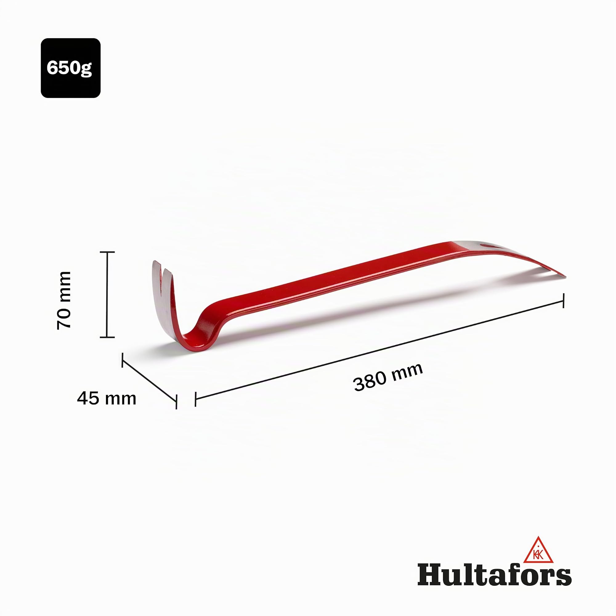 Lot de 2 pieds de biche (190mm et 380mm) de Hultafors I Barres de levier multifonction pratique I Extracteur de clous robustes et durables pour le travail du bois et bien plus encore I 827015