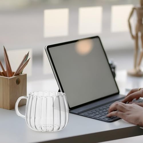 Miniatura 4 de DOITOOL Tazas de calabaza de cristal, 2 unidades, tazas de cristal transparente, taza de café de oficina, taza de té transparente, tazas de vidrio
