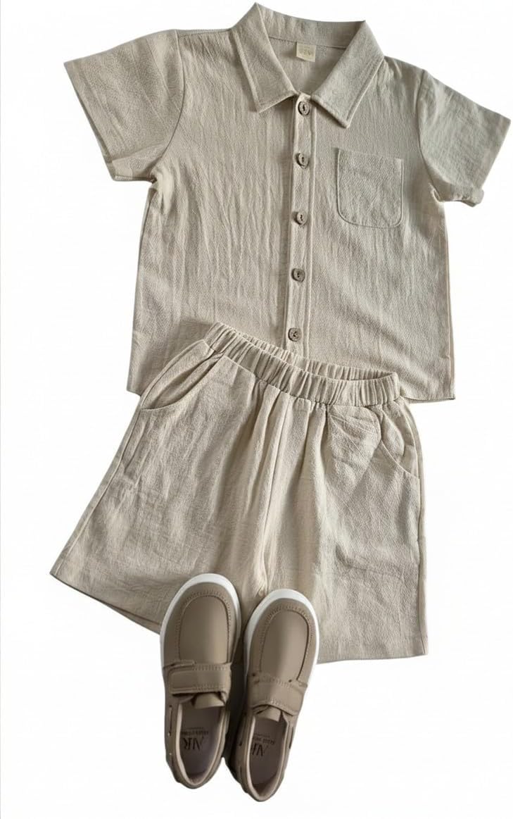 Conjunto de Lino Premium para Bebés y Niños con Mocasines Incluidos - Aliza Rivera Designs.