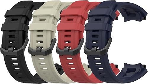 BabyValley Paquete de 4 correas de reloj compatibles con Amazfit T-Rex 2, correas de repuesto ajustables de silicona suave para reloj inteligente
