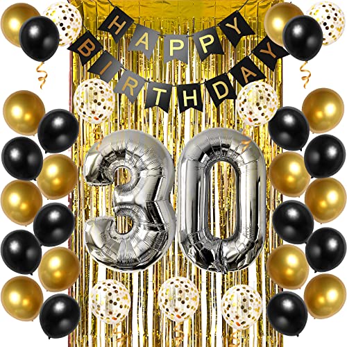 Décoration d'anniversaire 30 ans pour femme et homme, Raraplur 30e anniversaire, décoration or rose, 30 décorations d'anniversaire, ballons de décoration d'anniversaire et bannière Happy Birthday Cover