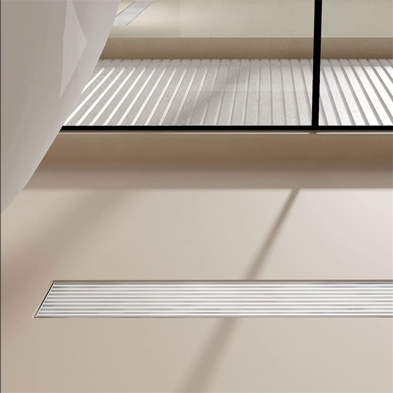 Desagüe de ducha lineal con rejilla, de acero inoxidable, rectangular, de 70 cm, colador de pelo blanco crema para ducha y cocina, diseño moderno impermeable, fácil de limpiar, solución duradera