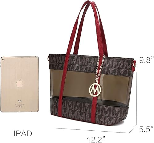 Miniatura 6 de MKF - Bolso de hombro para mujer, de piel sintética, con asa superior, herrajes dorados