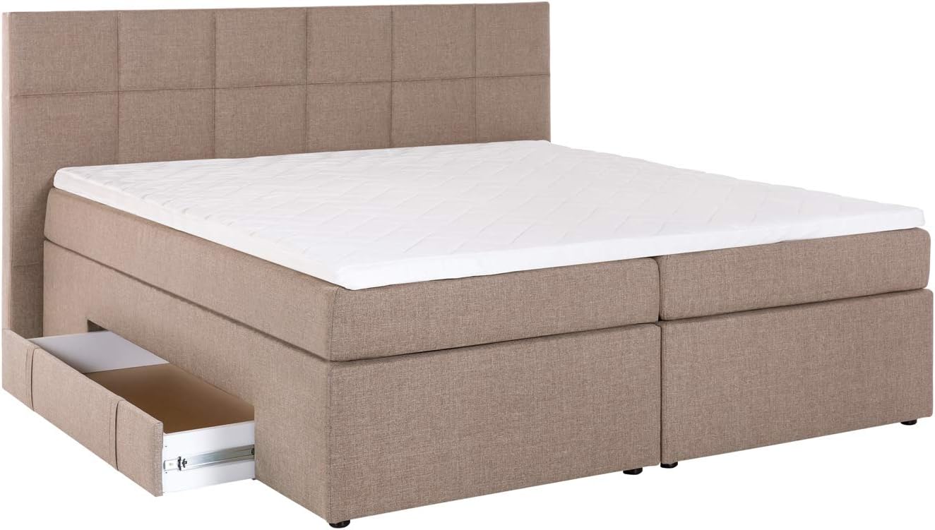 3F FURNITURE FOR FRIENDS Boxspringbett Bea 140x200 cm Beige/Grau