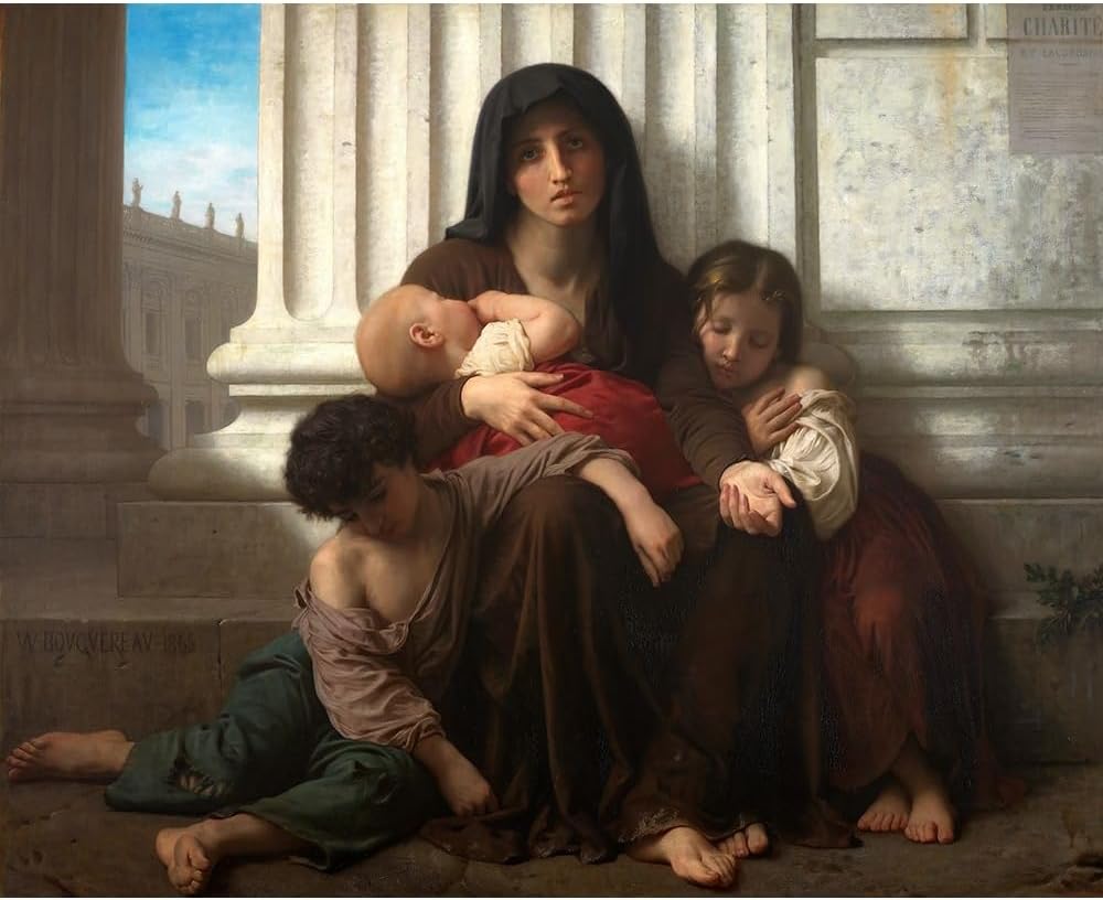 ArtDirect Charity 1865 Unframed Art Print Giclee Poster by Bouguereau, William-Adolphe - Ready for Framing with Customization Sizes 10x8, 14x11, 20x16, 30x24, 44x36, and 59x48 Inches