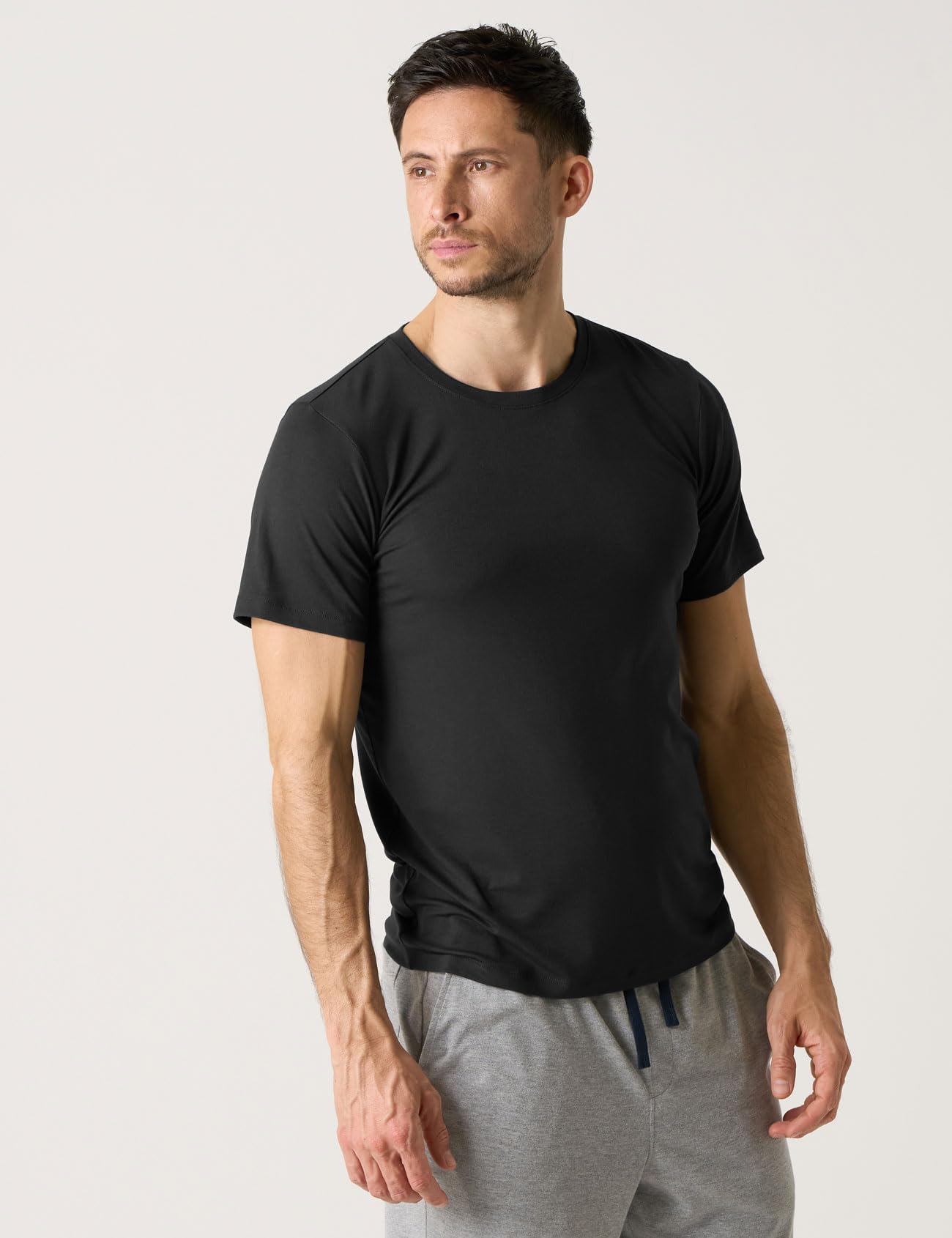 LAPASA Lot de 2 T-Shirts Homme en Micromodal Uni Manches Courtes Maillots de Corps Doux et Confortable M07 M08