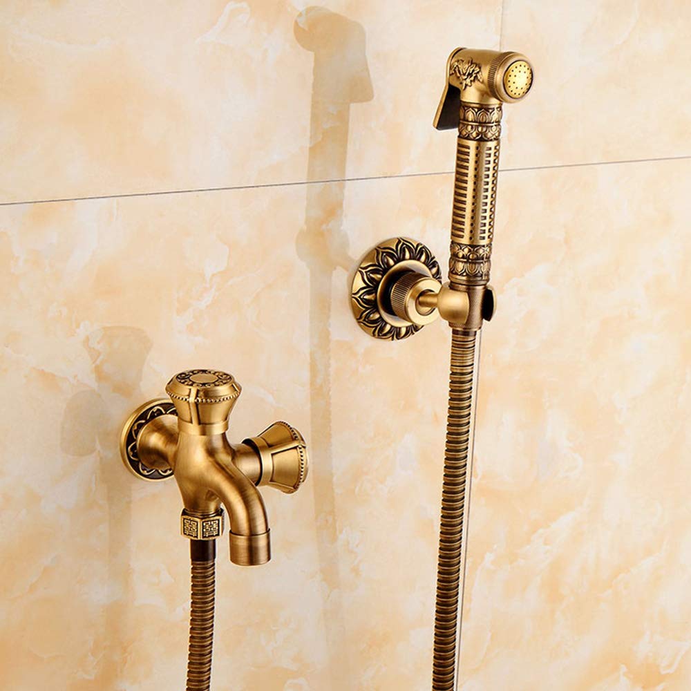ISCBAFYX Antyczny mosiężny rączka bidetowa do montażu na ścianie przenośny bidet do toalety zestaw do higieny osobistej,