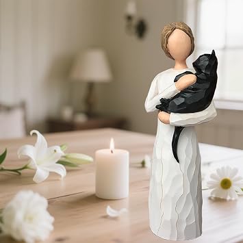 FRUMOASA Black Cat Angel Figurine 6 Loss Cat Sympathy Memorial Gift Statue