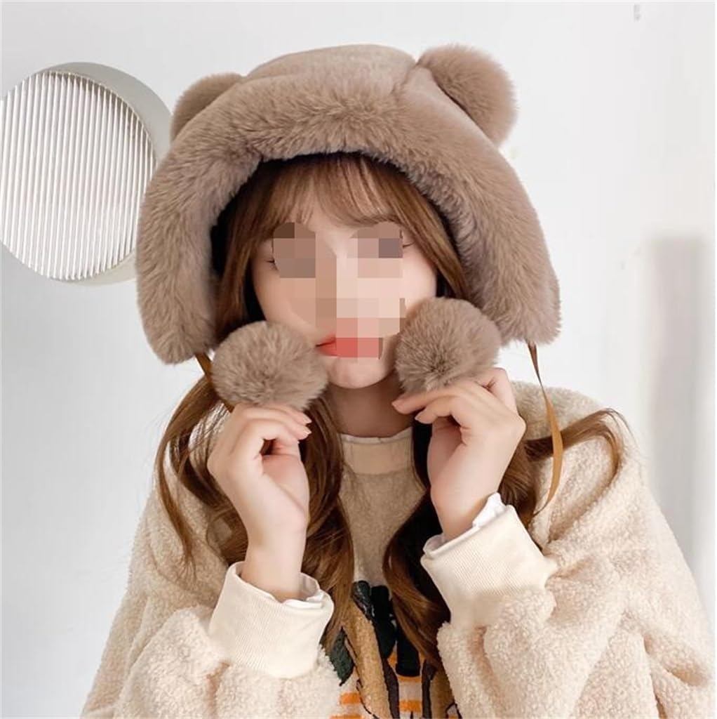 Hat Women's Autumn and Winter Lei Feng Plush Windproof and Warm Ear Protection Riding