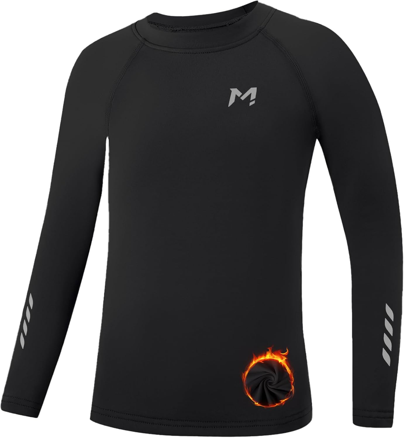 Moozava Boys Compression Thermal Shirt Long Sleeve Fleece Lined Youth Undershirt Kids Football Baseball Soccer Base Layer Top