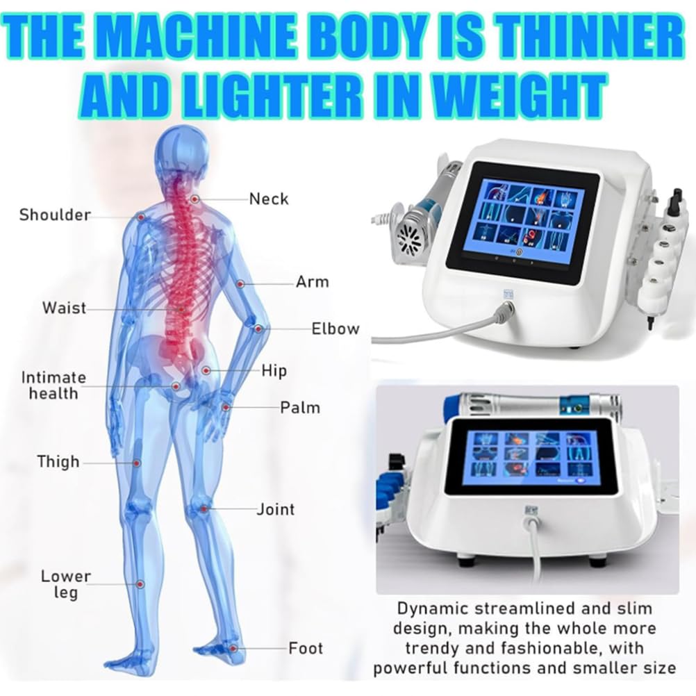 BCBKD Macchina di Terapia Ad Onde D'urto, con 10 Teste di Massaggio,per Terapia Ad Onde D'urto Radiali Extracorporee per Il Rilassamento dei Muscoli del Corpo, Sollievo dal Dolore, Bellezza,220V