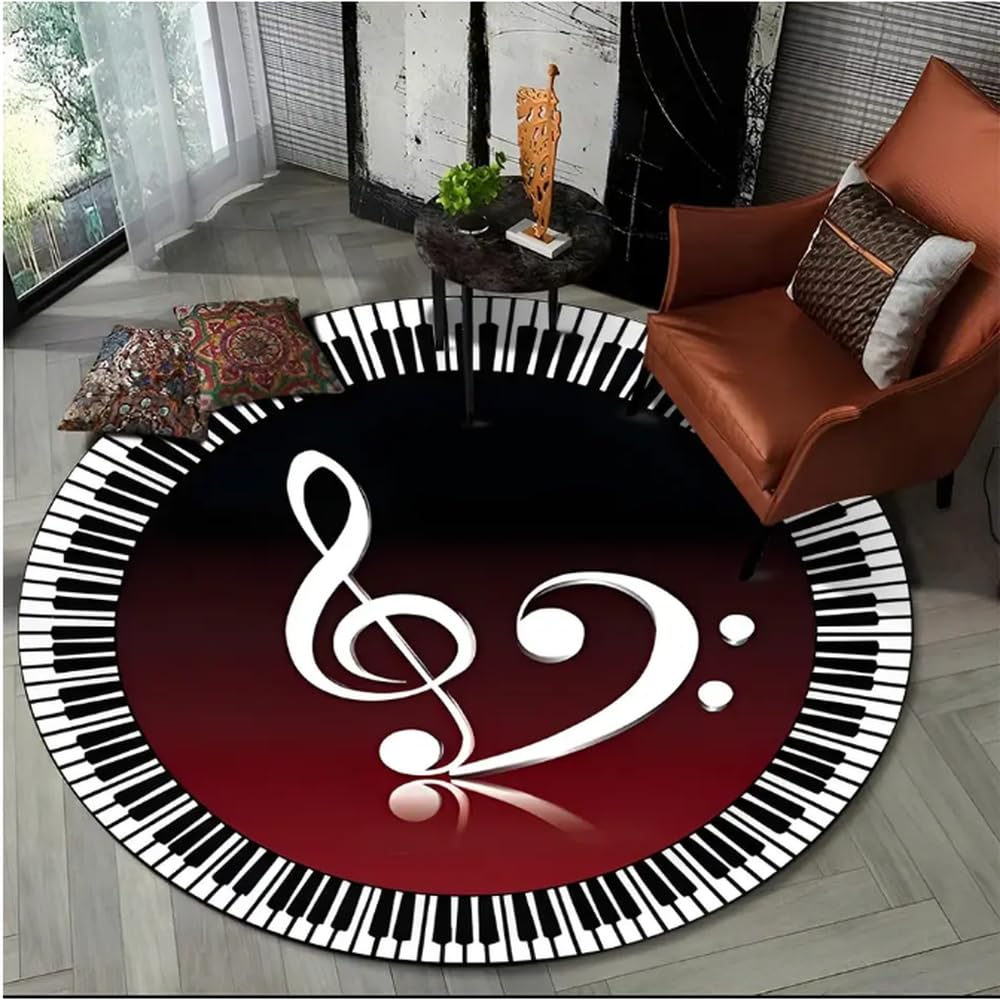 Tapis piano rond 120cm tapis de sol antiderapant salon chambre