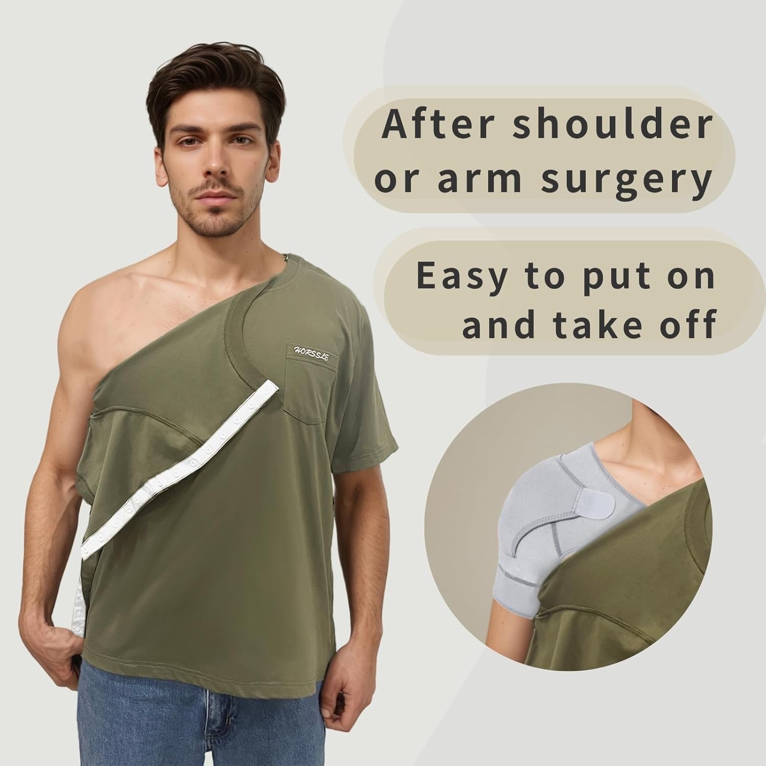 Post Shoulder Surgery Shirt, Comfy Wear After Surgery Shirts, Full Open Side Snap Chemo & Dialysis - Image 3