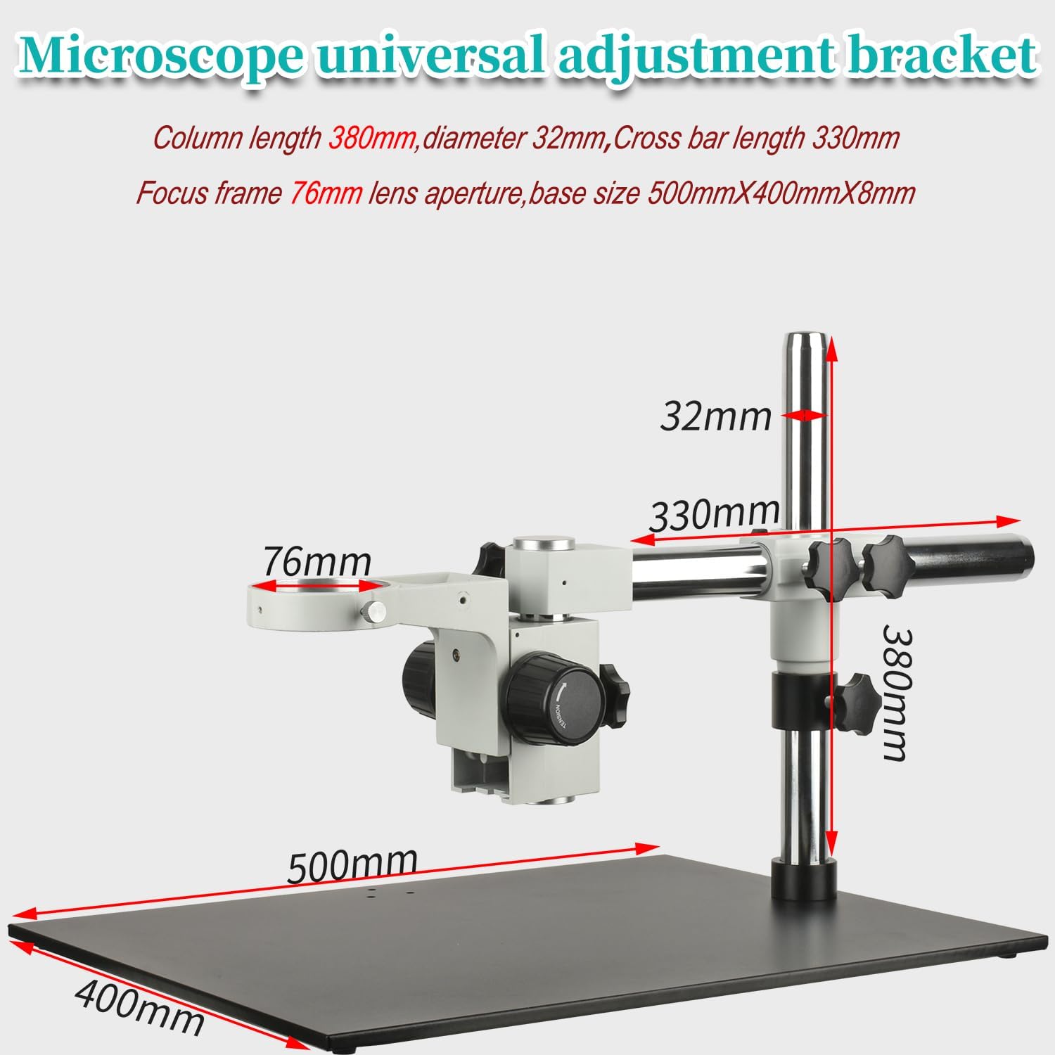 Large Platform Microscope 500X400mm Universal Adjustment Bracket 76mm Focusing Frame