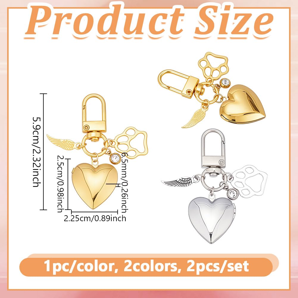 NBEADS 2 Pcs 2 Clolors Pet Heart Keychain - Image 2