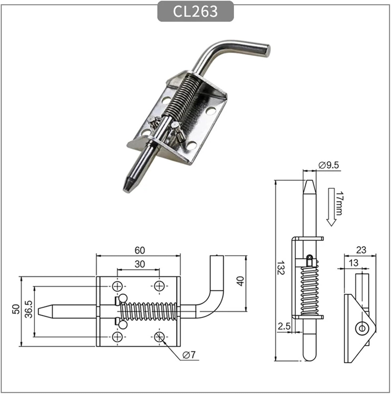 304 Stainless Steel with Spring L-Shaped Telescopic Bolt Hinge Industrial Mechanical Equipment Cabinet Door Hinge 1Pcs