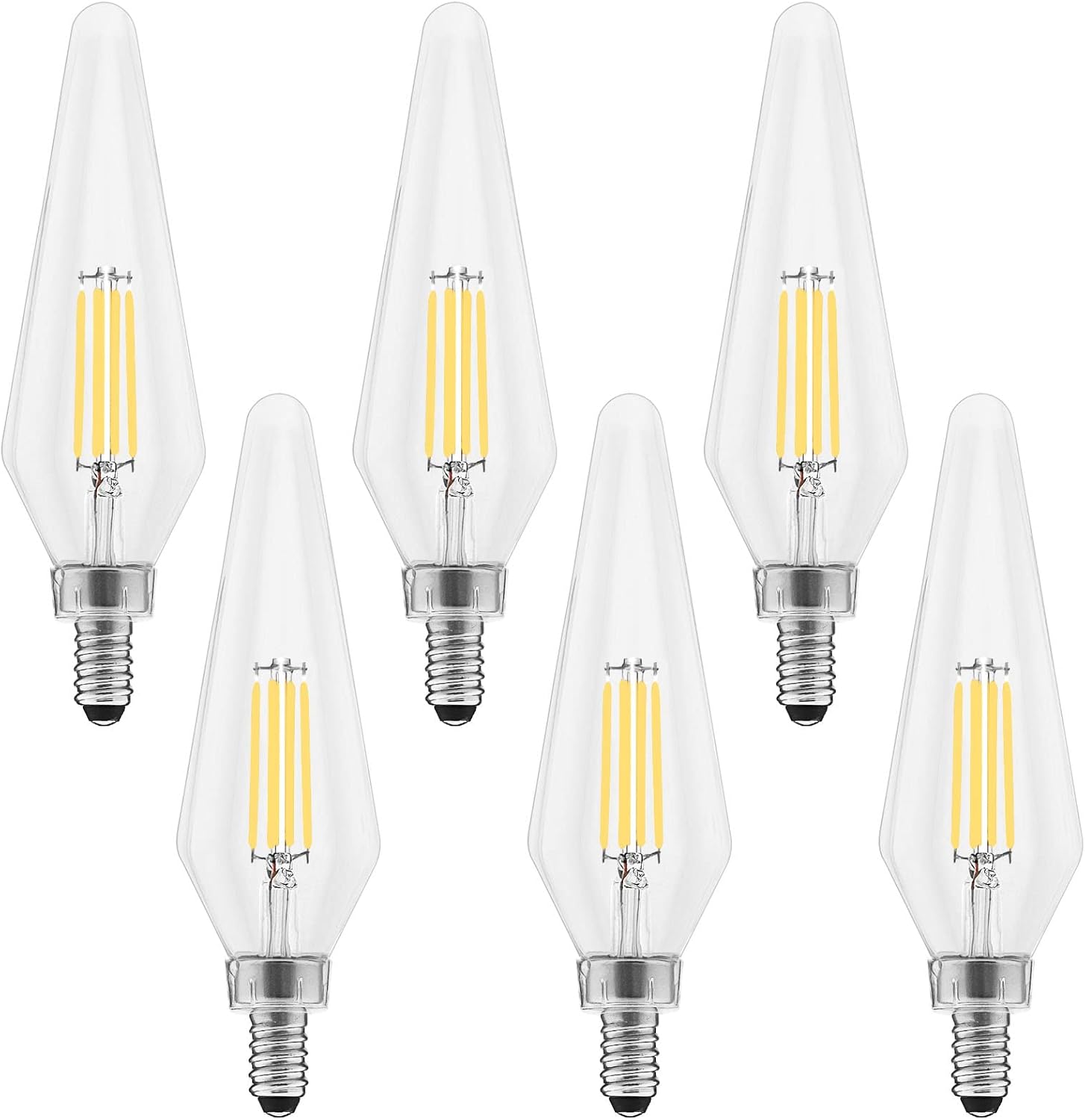 LUXRITE E12 Candelabra LED Light Bulbs 60 Watt Equivalent, 4000K Cool White, Enclosed Fixture Rated, Dimmable Chandelier Light Bulbs, 4.5W, 500 Lumens, HX10.5 Glass, Wet Rated, UL Certified (6 Pack)