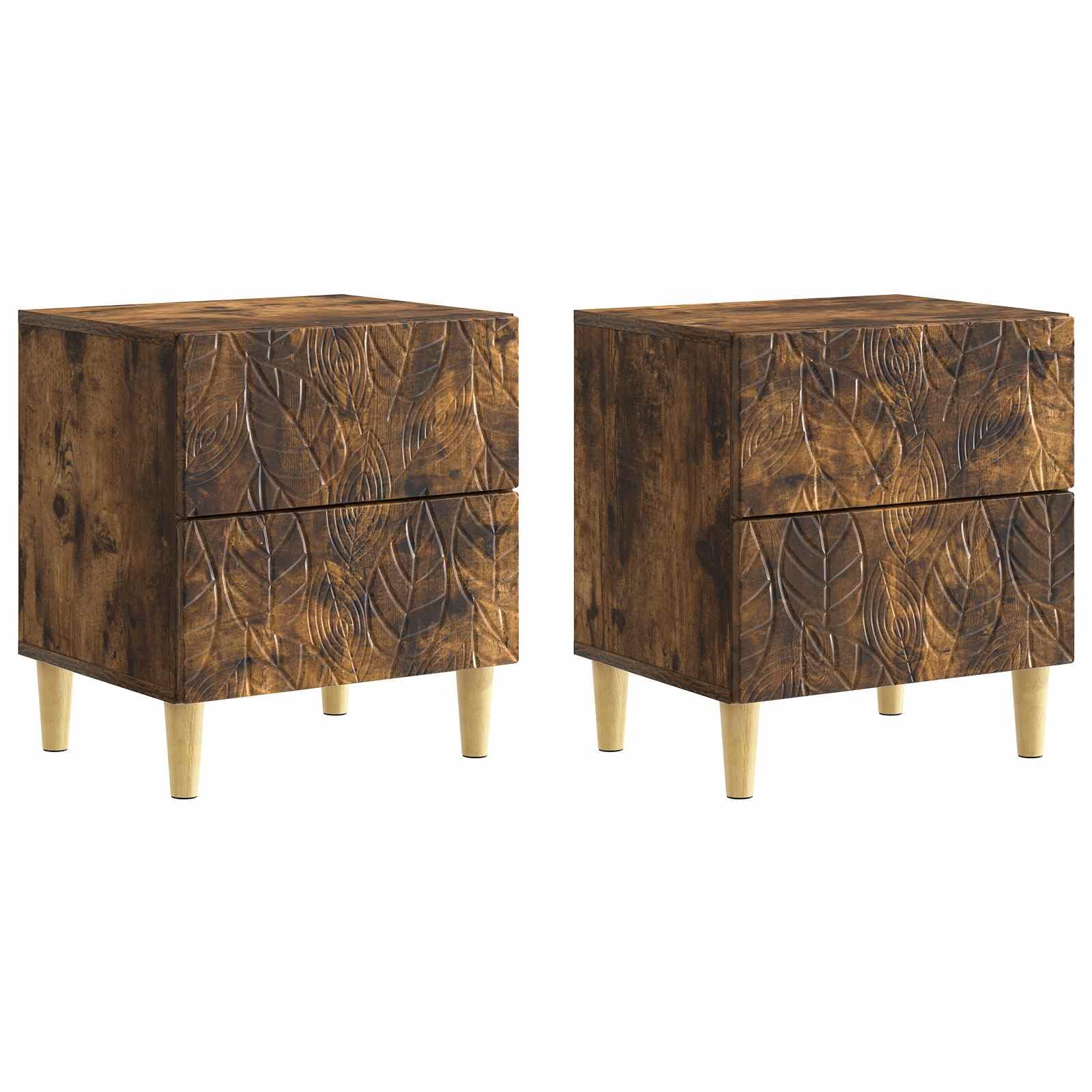 Tables de chevet en chêne fumé 43x34.5x48 cm pour rangement de chambre