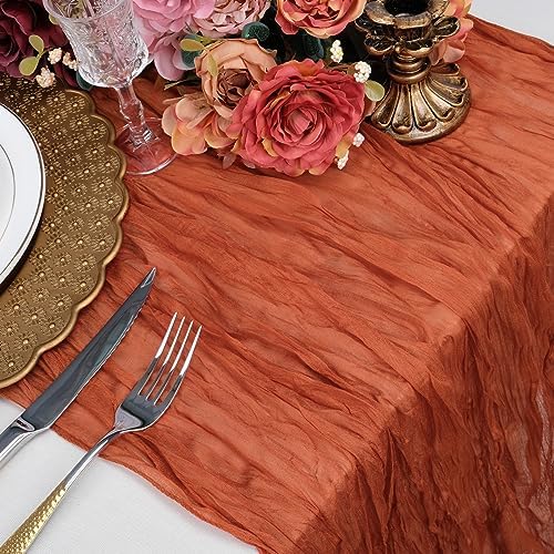 Babenest 10ft Terracotta Cheese Cloth Table Runner, 12 Pack Boho