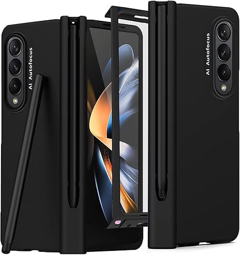 NINKI Funda compatible con Galaxy Z Fold 4 con protección S Pen y bisagra, funda protectora completa con protector de pantalla frontal para Z Fold