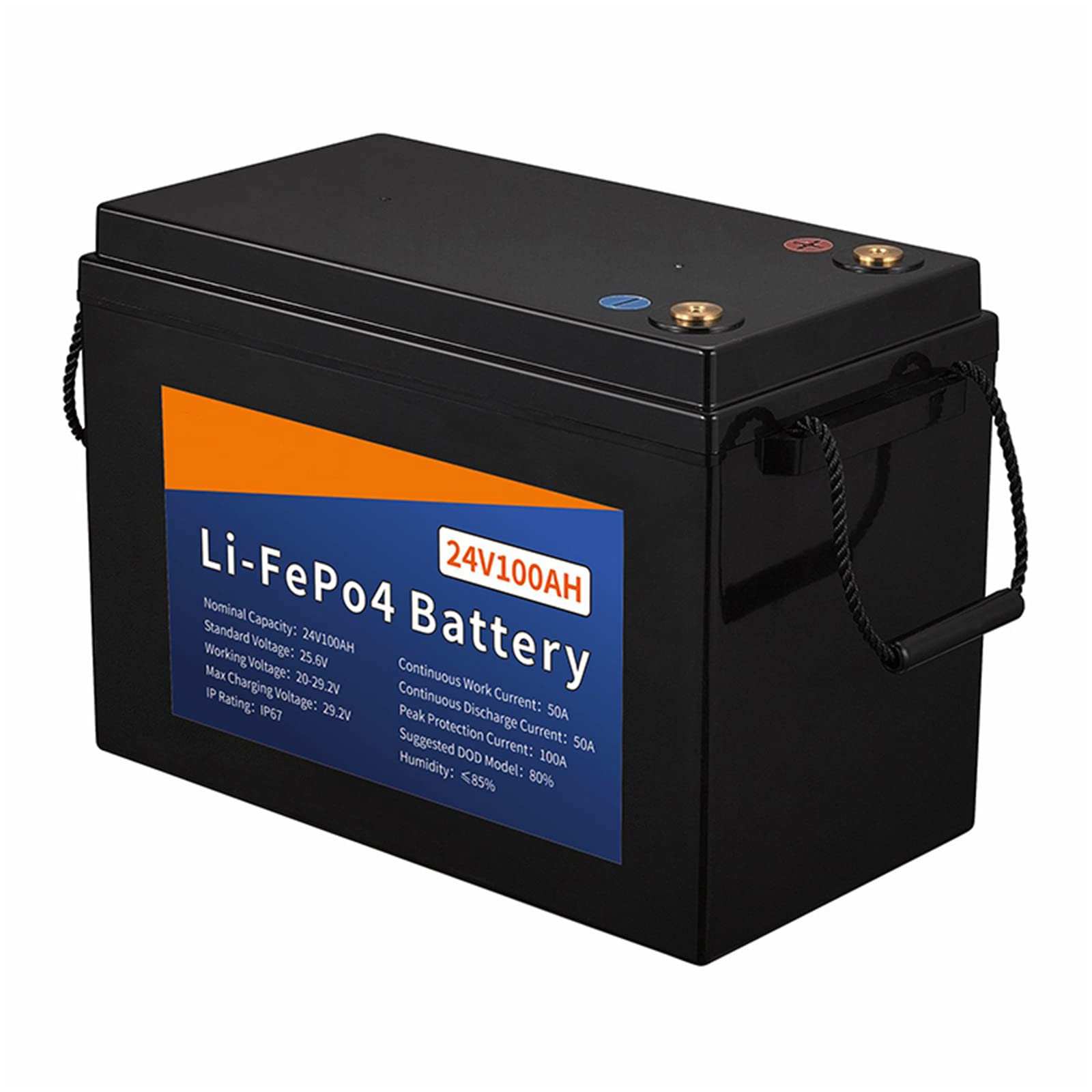 Batteria 24V 100AH Lifepo4, Batteria Ricaricabile da 4000+ Cicli, Batteria Ricaricabile con Accumulo di Energia a Ciclo Profondo agli Ioni di Litio, BMS Integrato da 100A Senza Manutenzione, per