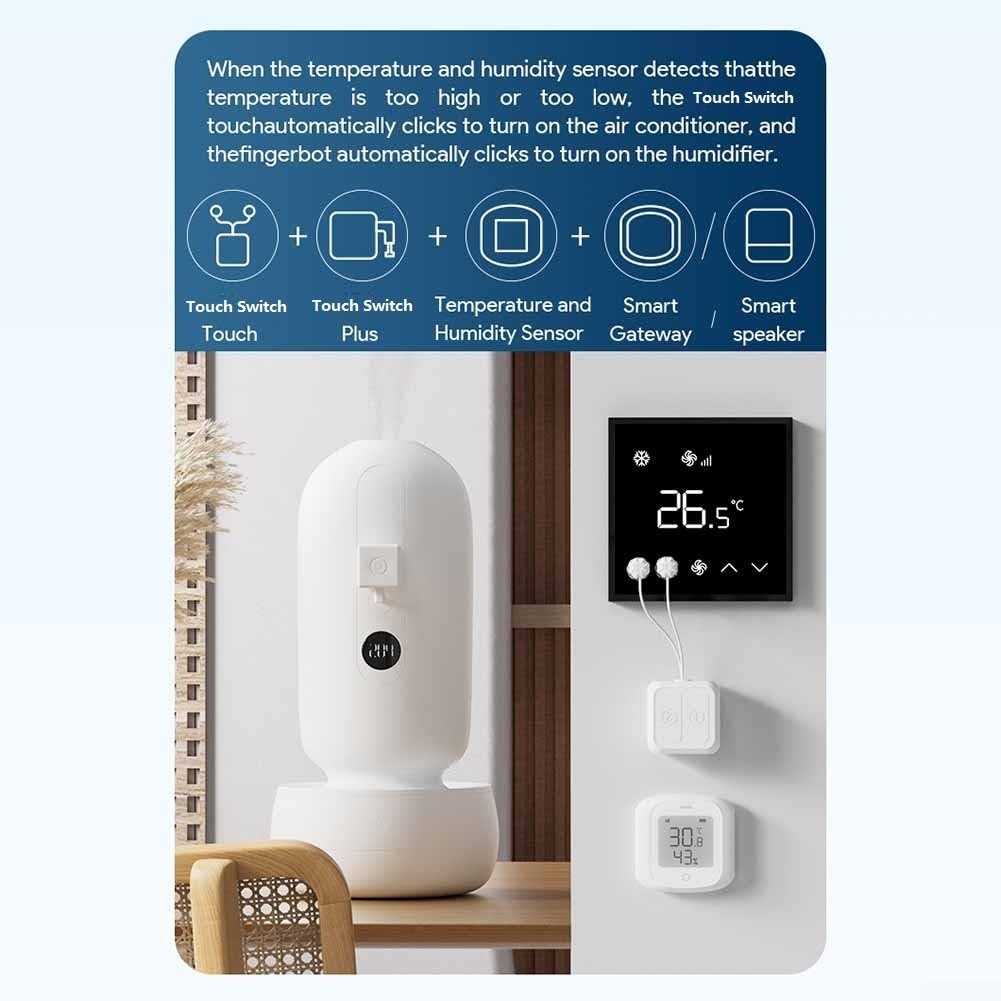 TUYA Smart Touch Switch, 5.0 Dual Control Clicker für kapazitive Bildschirme, APP-Fernbedienung und geplante Aufgaben, 500 mAh wiederaufladbarer Finger für BOT für Heimautomatisierung, Weiß