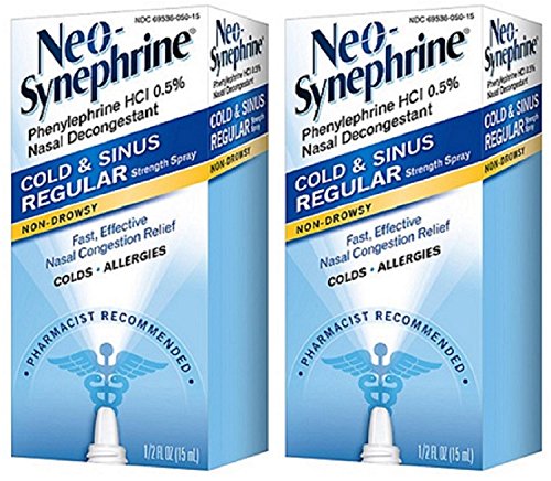 Neo-Synephrine Nasal Spray , Regular Strength Formula, 0.5 Fl Oz (Pack of 2)
