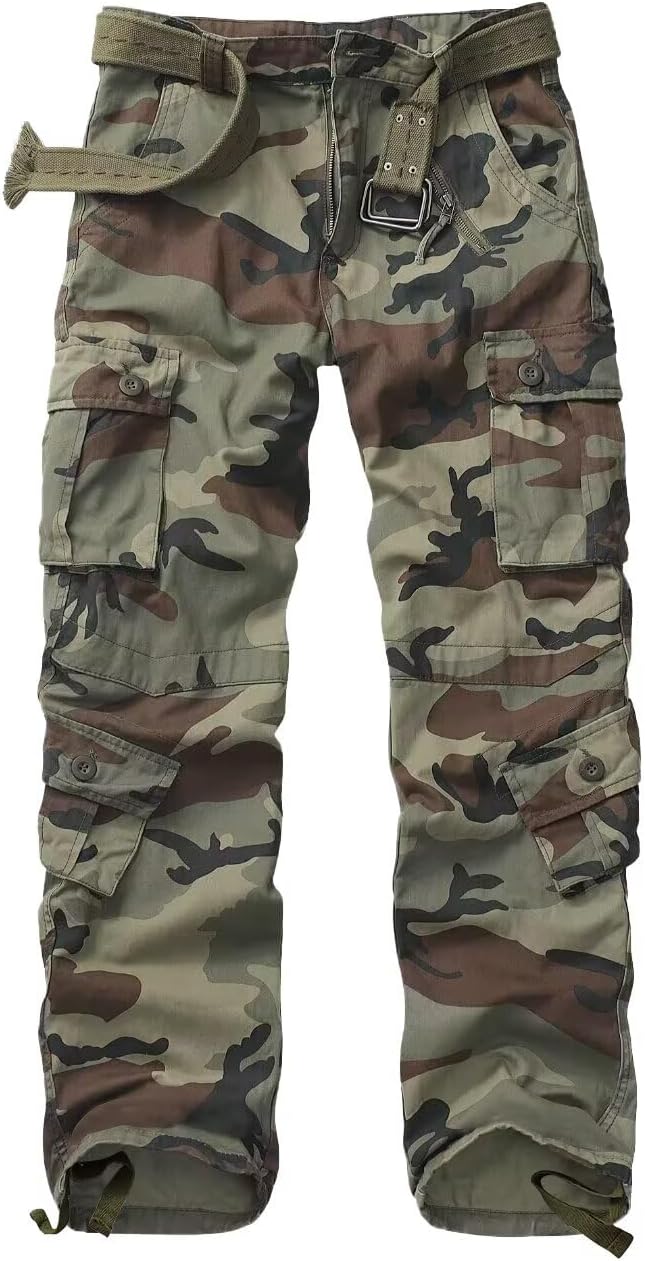 TRGPSG Women's Casual Combat Cargo Pants, Cotton Outdoor Camouflage Military Multi Pockets Work Pants