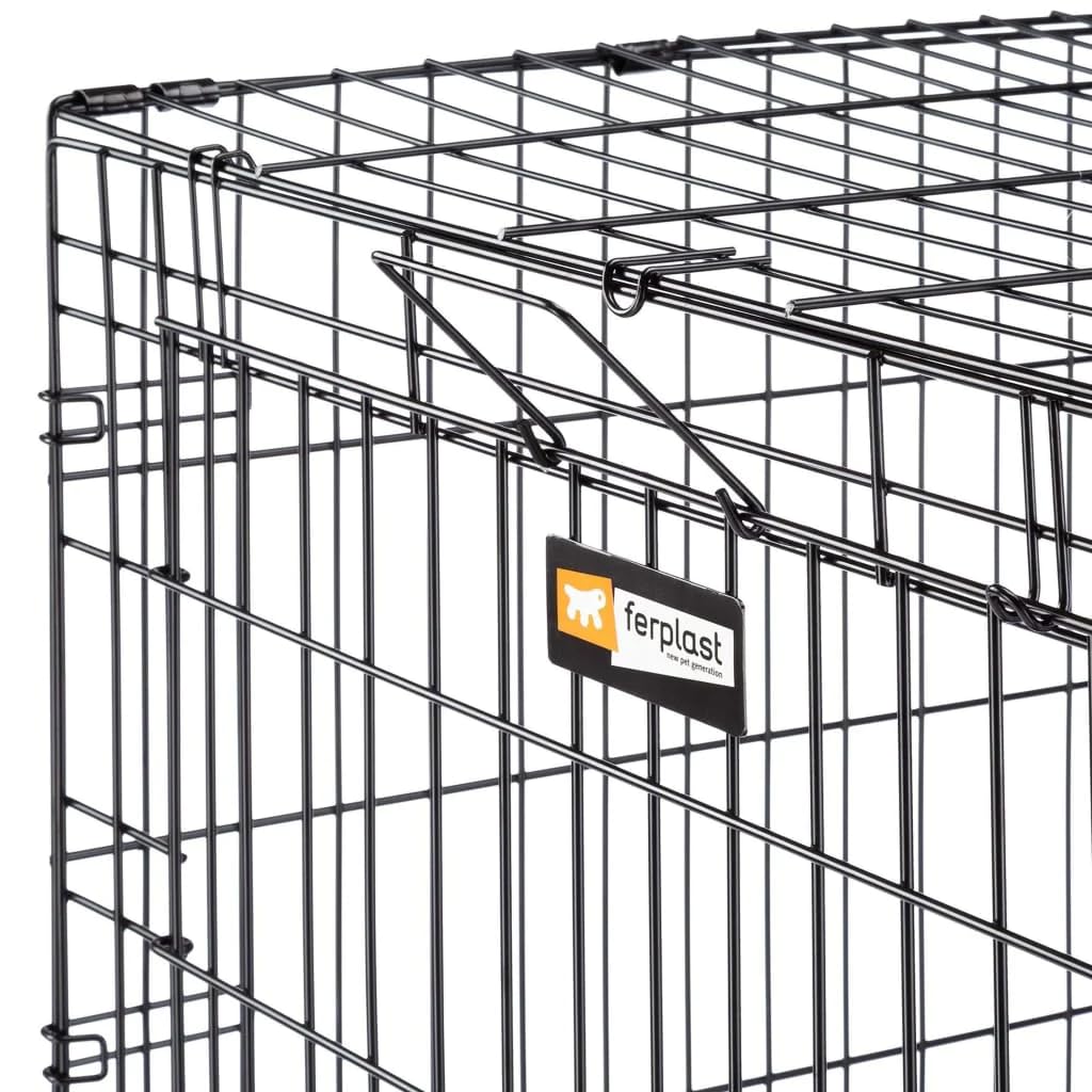 Ferplast Gabbia pieghevole per cani DOG-INN 105 Recinto per cuccioli, Trasportino in metallo, Separatore incluso, Porta doppia con chiusura di sicurezza, 108,5 x 72,7 x h 76,8 cm Nero
