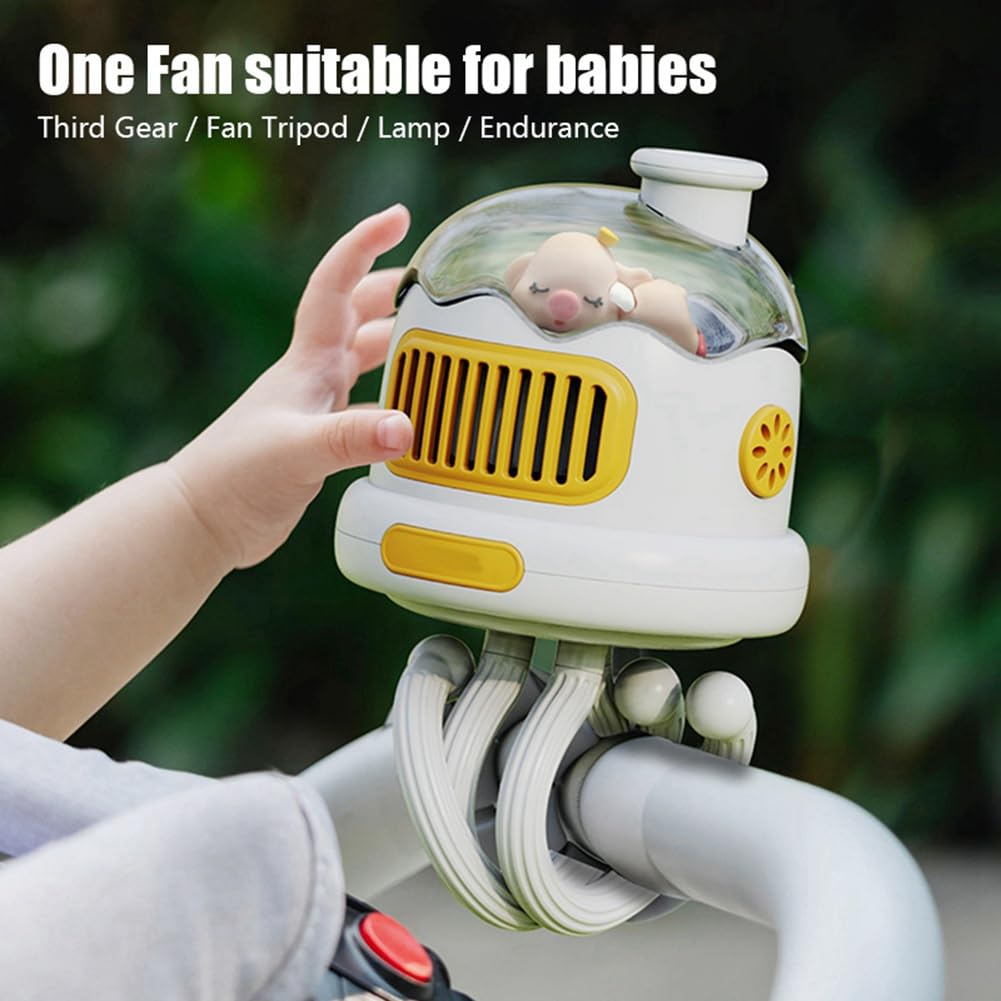 Ventilador portátil for Cochecito de bebé, Recargable por USB, silencioso, con Clip for Exteriores, for niños, de Mano, sin aspas (Blanco),Ventiladores