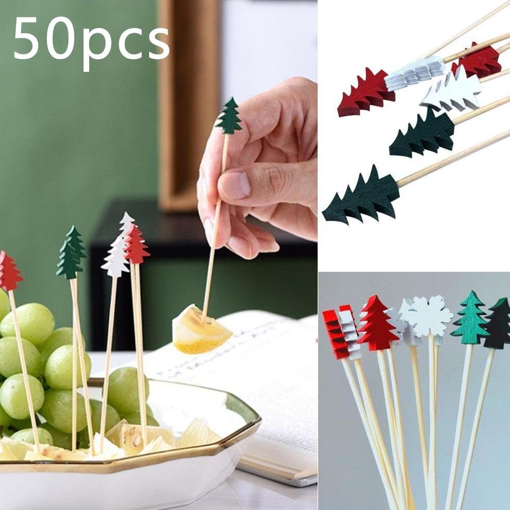 100 Stück Weihnachts-Cocktailspieße – Dekorative Zahnstocher Für Party-Snacks, Obst & Desserts In Festlichen Designs