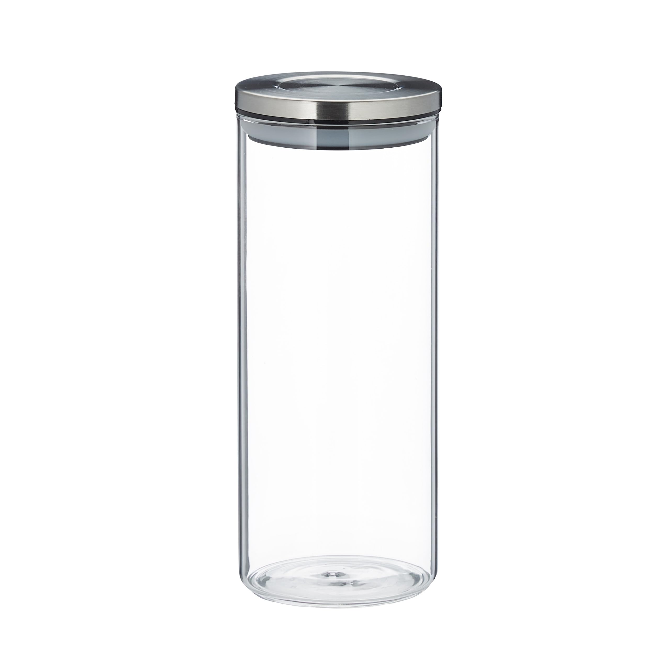 Relaxdays Vorratsglas 3er Set, luftdicht, Edelstahl Deckel, für Pasta, Müsli & Reis, 1,5 l Küchenbehälter, Silbertransparent, 24 x 9.5 x 9.5 cm, Silber Transparent (Packung mit 3)