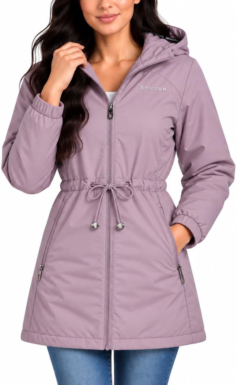 Spyder Womens Windbreaker Jacket - Water Resistant Insulated Cinched Waist