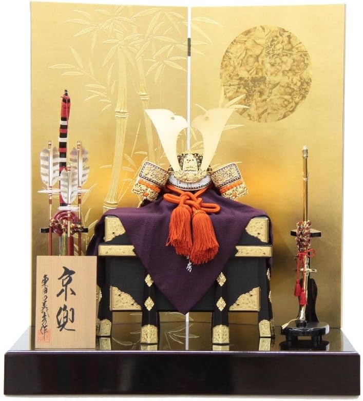 五月人形 兜 平飾り 7号 幅36cm（245to0726） ブロンズ貫前 NO.4 照明