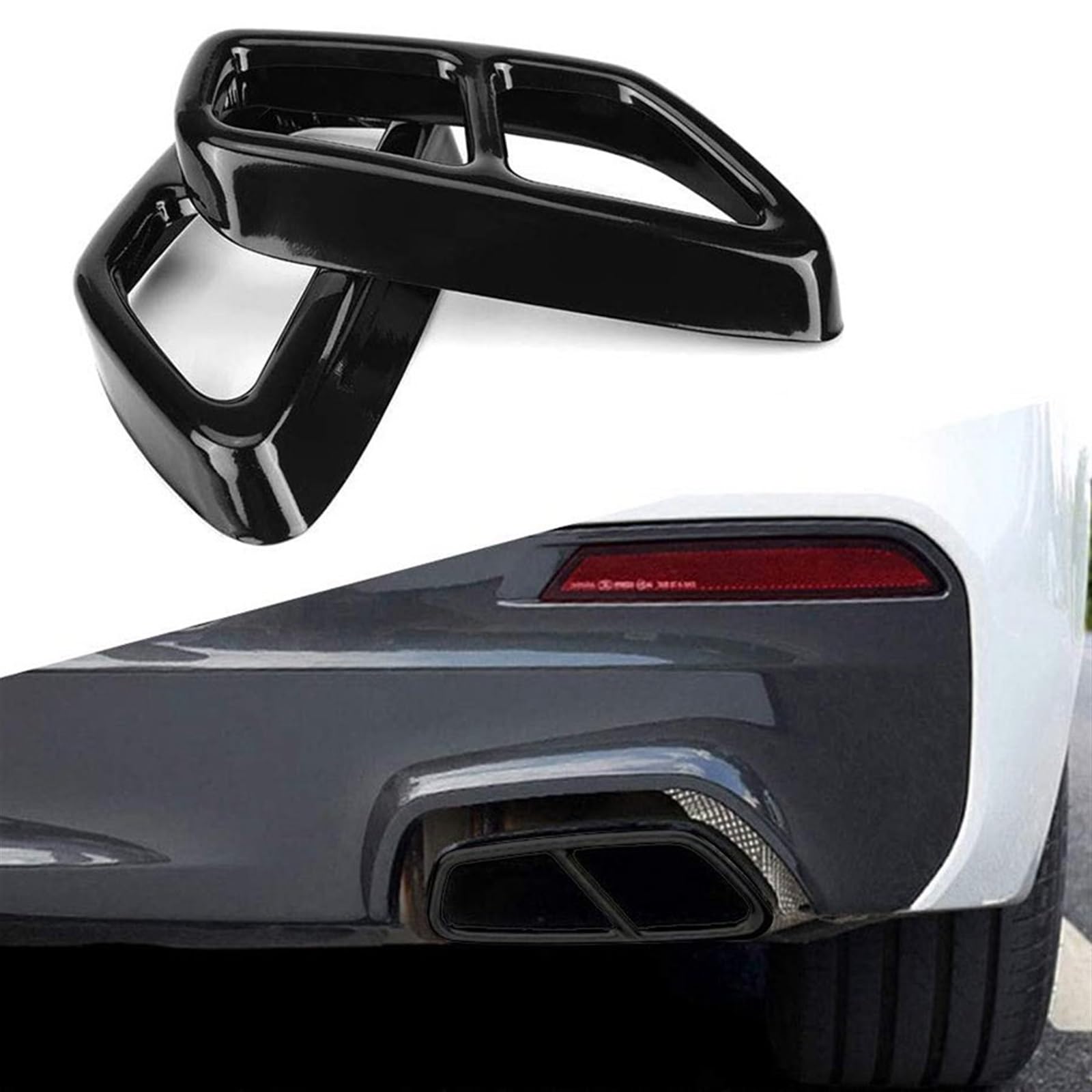 Scarico Auto Terminale di Scarico per B&MW Serie 5 G30 528Li 530Li 2017 2018 Auto in Acciaio Inox Nero Terminale di Scarico Copertura Trim