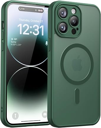 jaroco Magnetic for iPhone 14 Pro Max Case,[Full Camera Protection] [Compatible with Magsafe] [Translucent Matte] Shockproof Protective Phone Case for iPhone 14 Pro Max 6.7", Forest Green