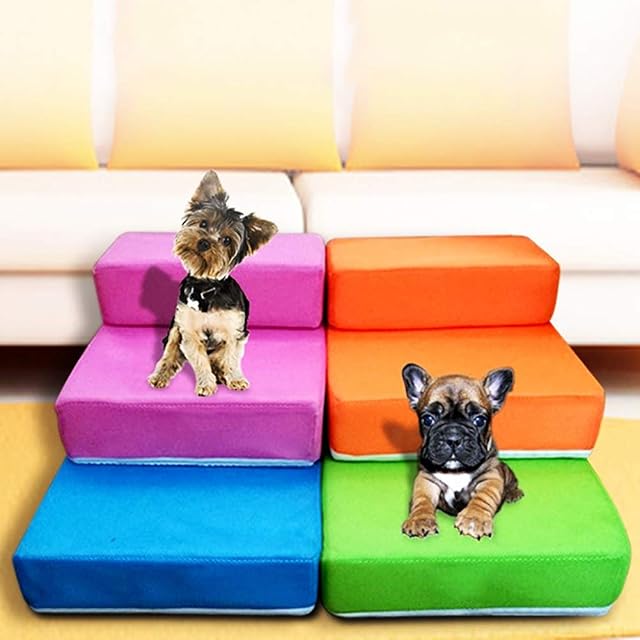Foto 3 de 7 de dragonaur-home decor Escalera plegable de malla de 2 pasos para perros, rampas de mascotas, escaleras