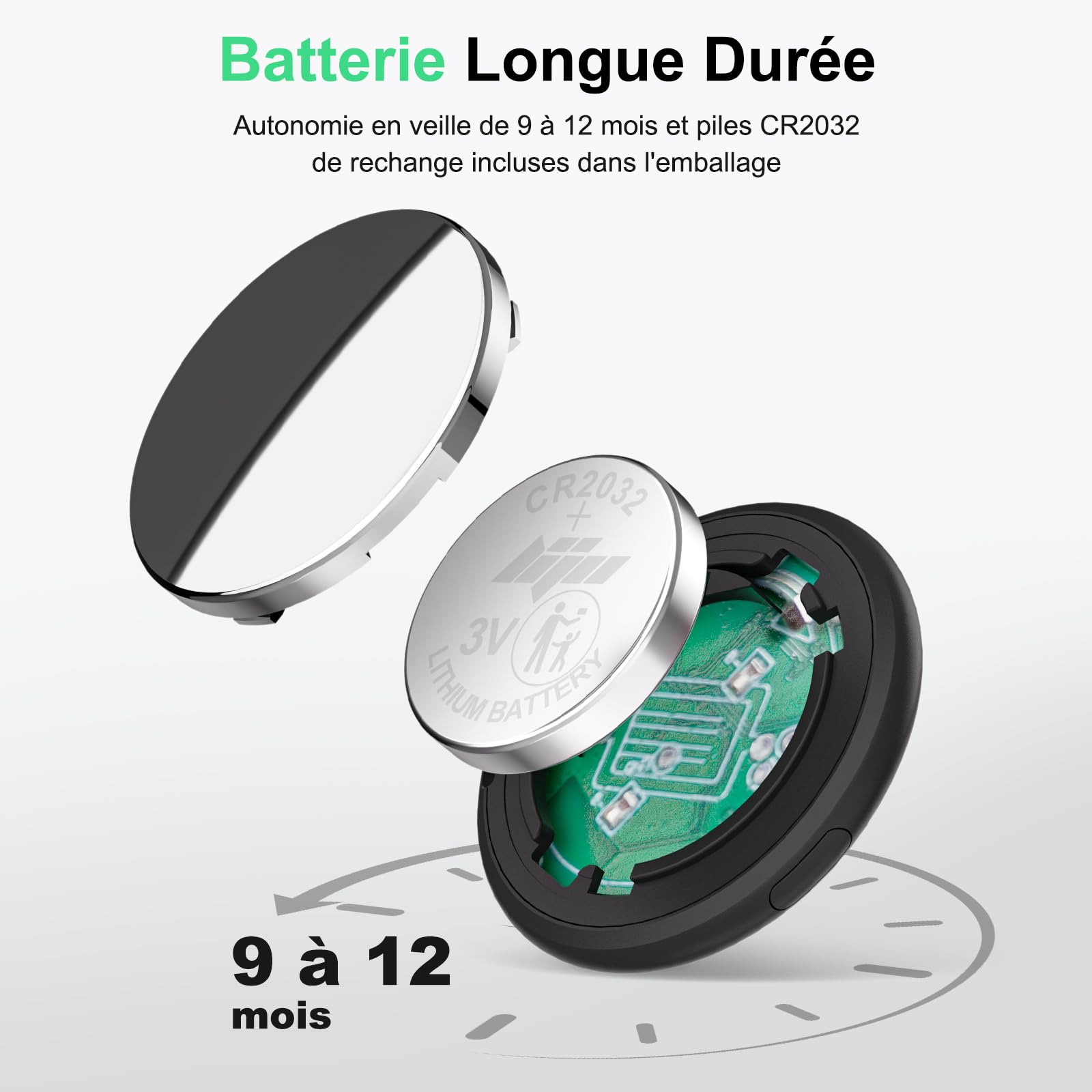 Air Tracker Tag Fonctionne avec Apple Localiser Find My (iOS Uniquement) Comprend Batterie de Secours, Traceur d'objets pour Clés, Portefeuille, Bagages, Sacs, Voiture (Noir, Lot de 4)